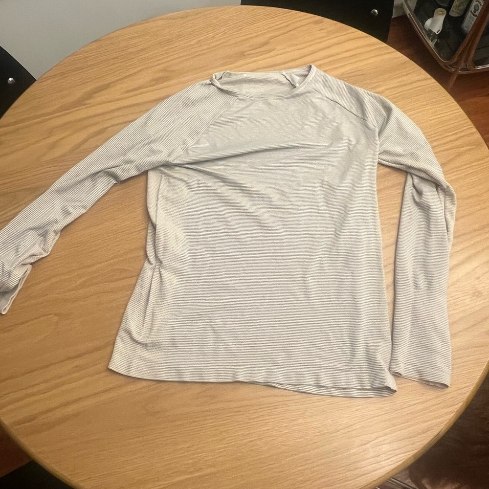 Zella Grey Long Sleeve Striped Shirt Large